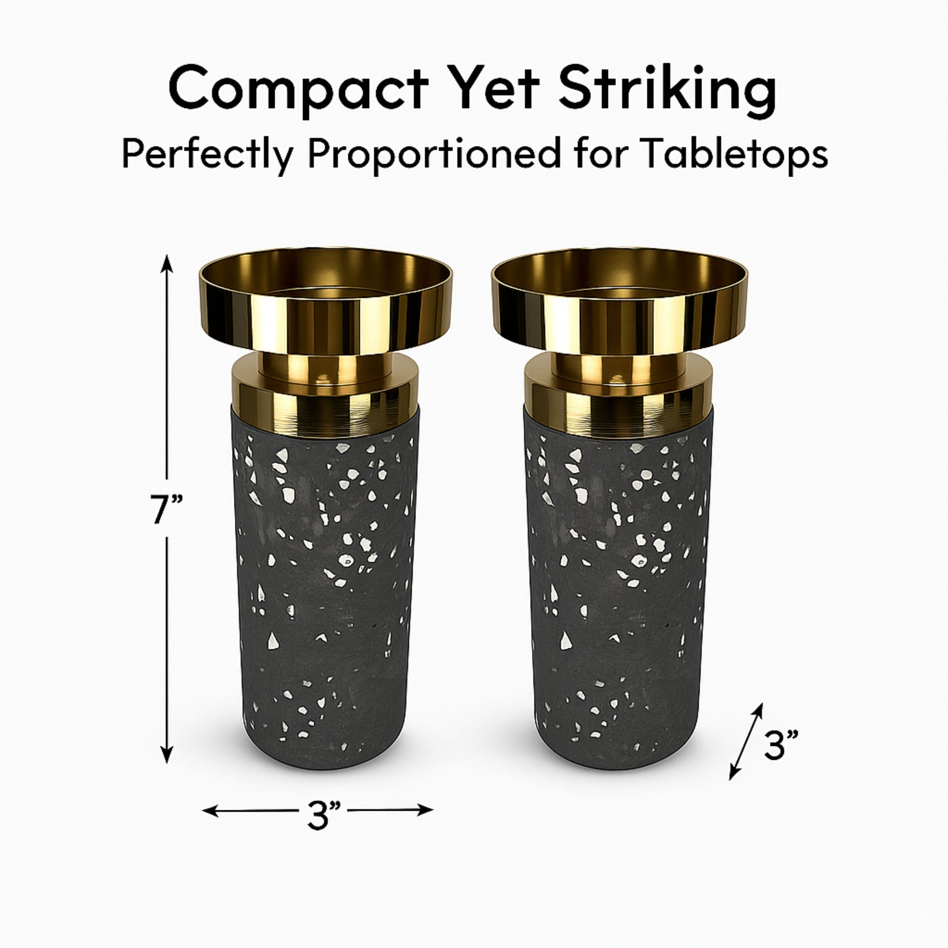 CECA302 GREY GOLD CANDLE HOLDERS