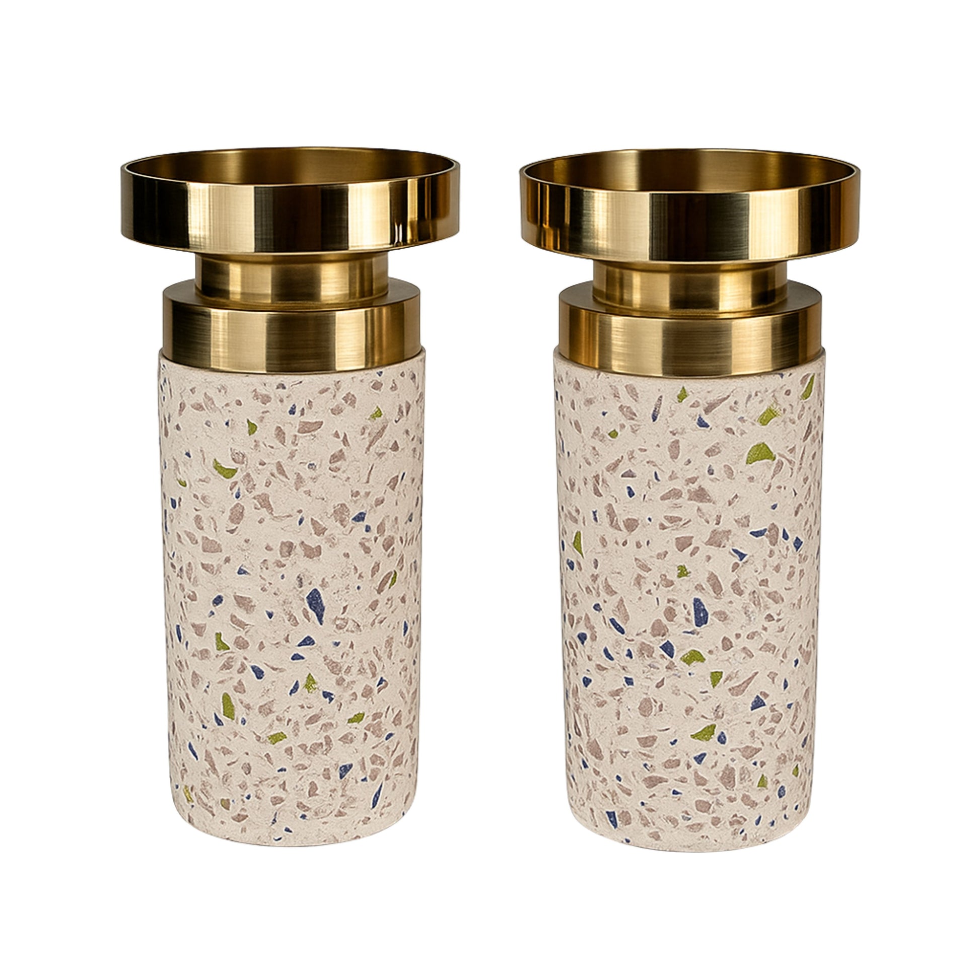 CECA302 PINK BLK SPOTS CANDLE HOLDERS