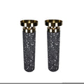 Set of 2 Gold Cylinder Candlesticks - Modern Decorative Candle Holders With Splatter Finish for Dini