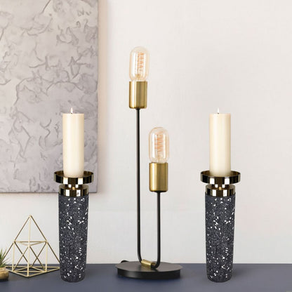 CECA304 GRAY GOLD CANDLE HOLDERS