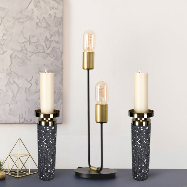 CECA304 GRAY GOLD CANDLE HOLDERS HOME DECOR DEALS
