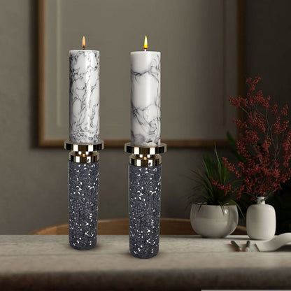 CECA304 GRAY GOLD CANDLE HOLDERS