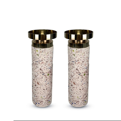 CECA304 PINK GOLD CANDLE HOLDERS