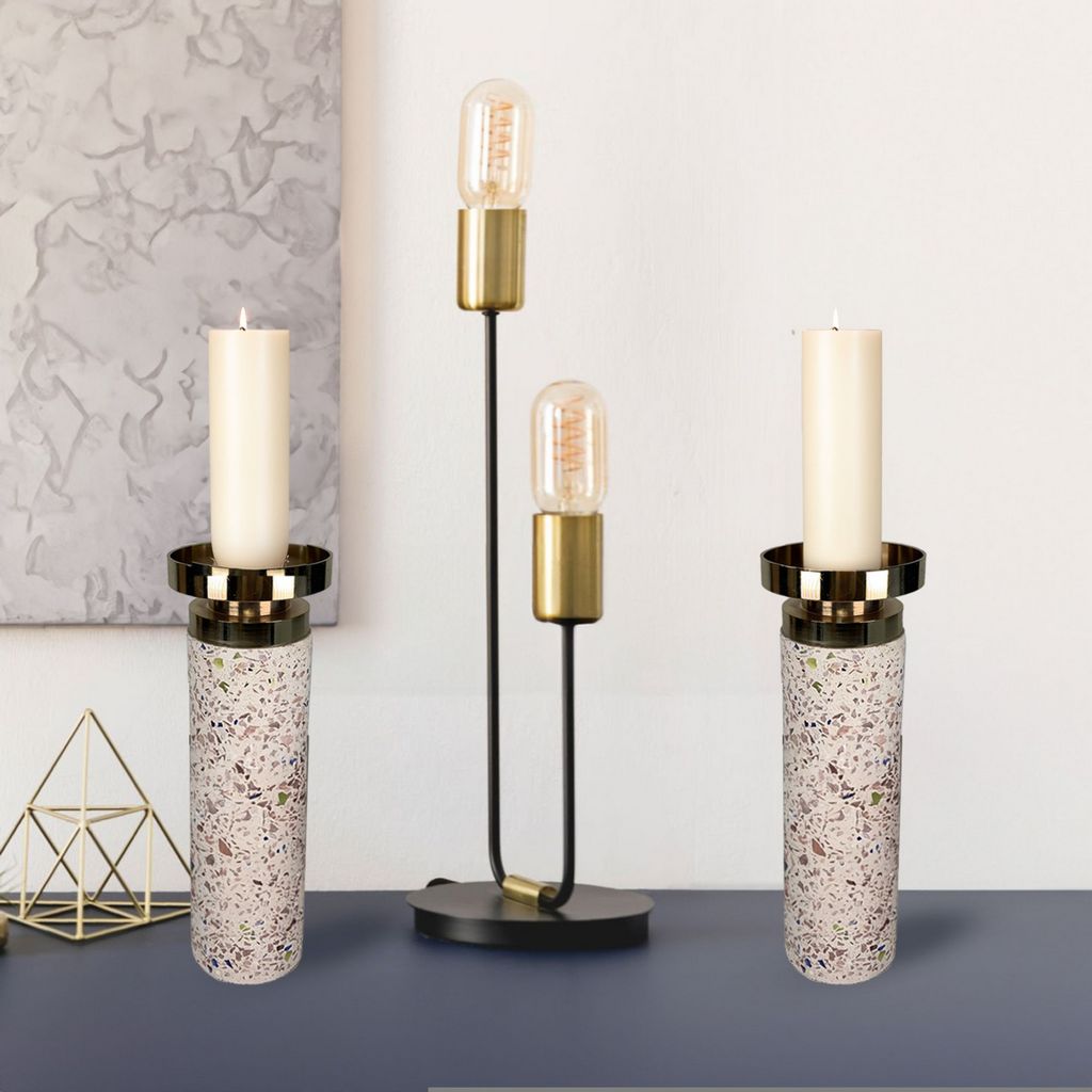 CECA304 PINK GOLD CANDLE HOLDERS