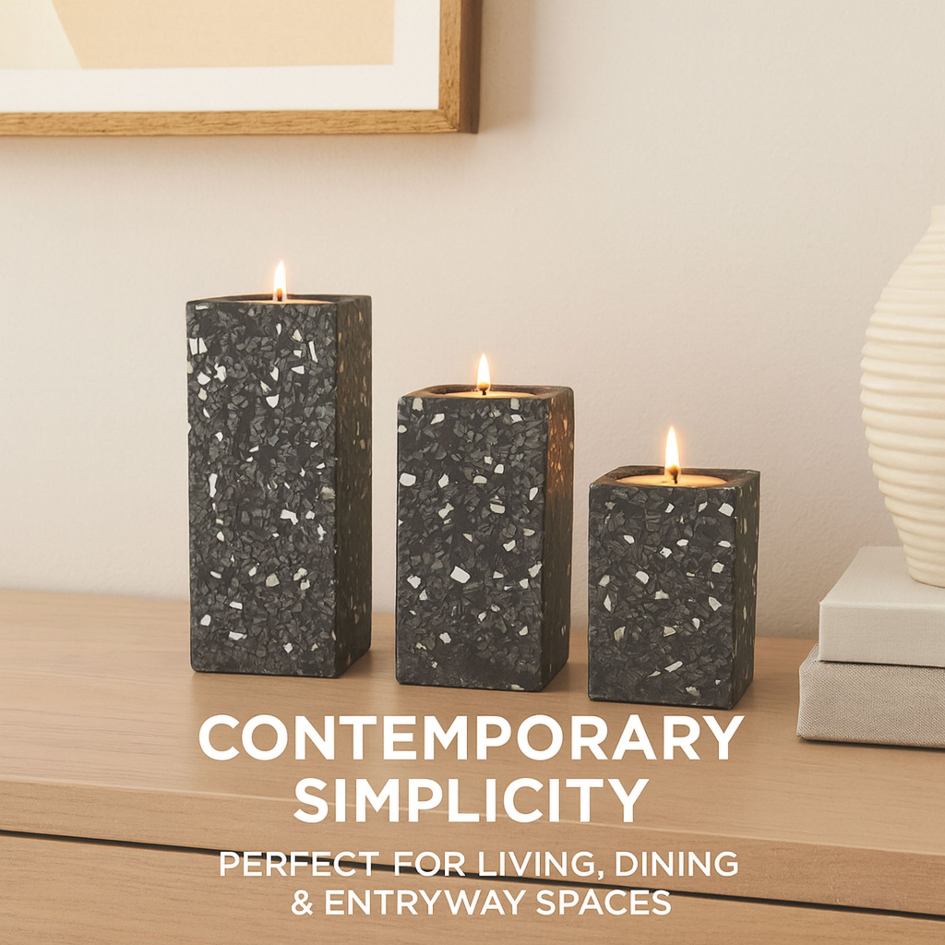 CECA306 BLACK CANDLE HOLDERS