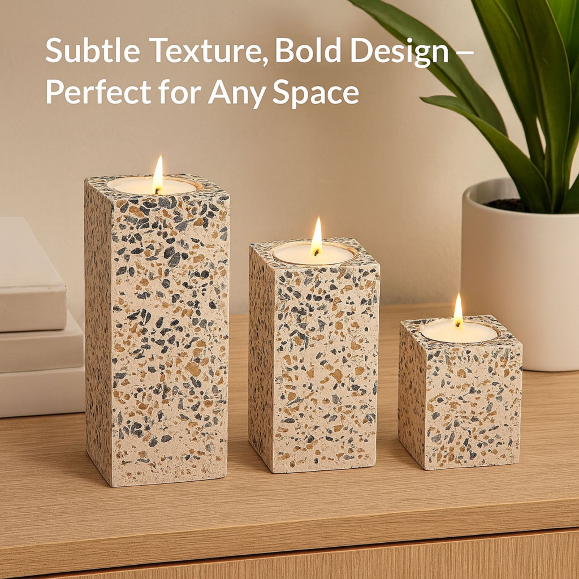 CECA306 PINK GRY SPOTS CANDLE HOLDERS