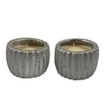 Grooved Metallic Silver Candle Bowl Set - Elegant 6 Oz Candles With Reusable Decorative Bowls