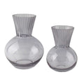 Fleurine Colored Glass Collection, Set of Two Tulip Shaped Vases in Smoky Gray