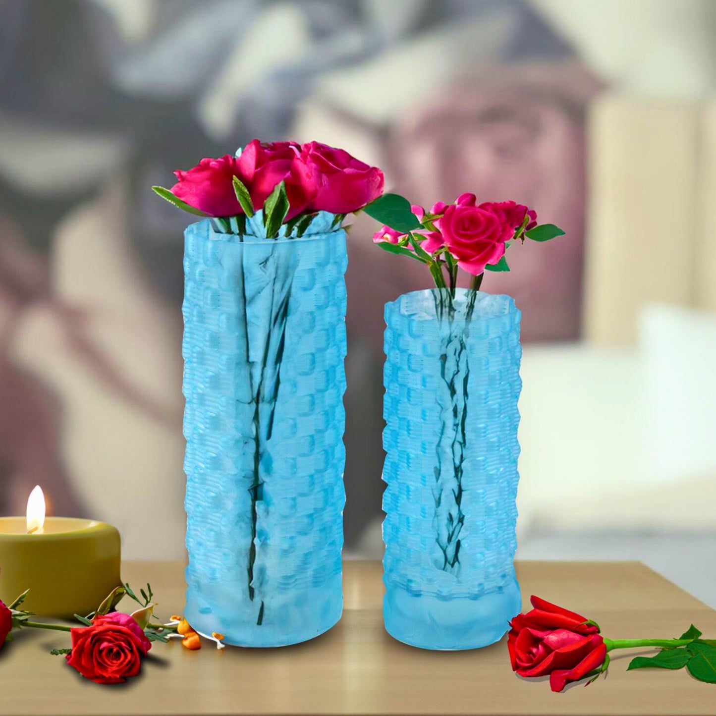 GV501 BLUE GLASS HOME DECOR DEALS SIMPLE VASES