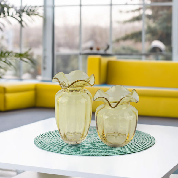 GV504 YELLOW GLASS VASES HOME DECOR DEALS SIMPLE