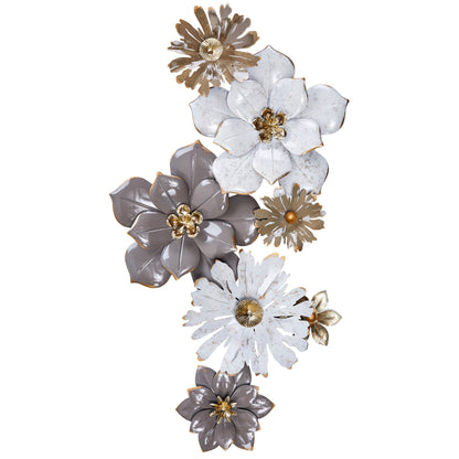 MDC488 BROWN WHITE METAL WALL DECOR