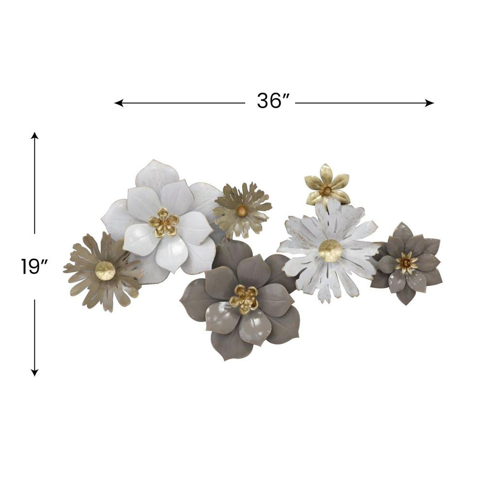 MDC488 BROWN WHITE METAL WALL DECOR