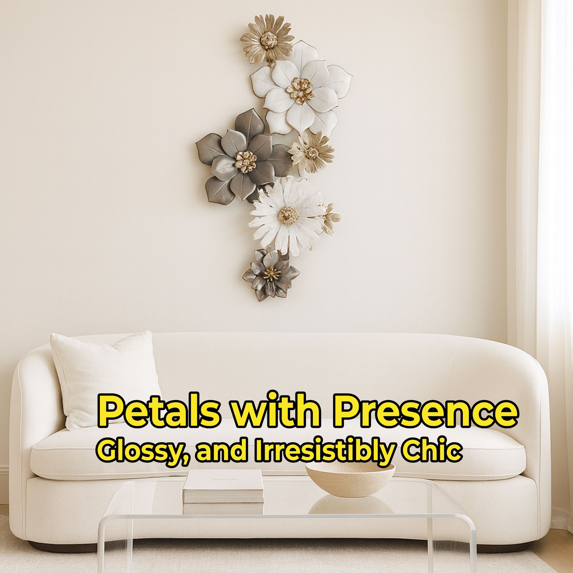 MDC488 BROWN WHITE METAL WALL DECOR