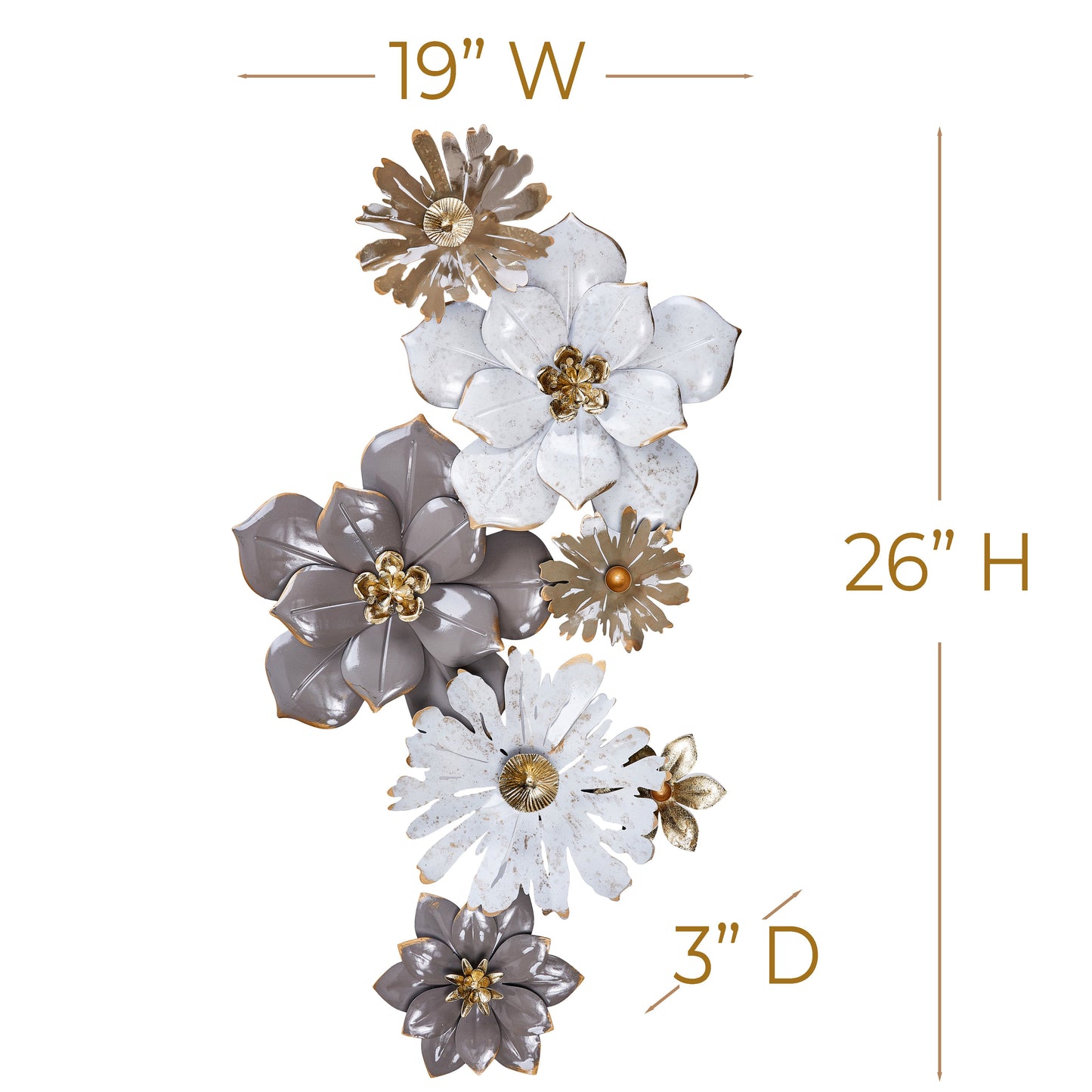 MDC488 BROWN WHITE METAL WALL DECOR