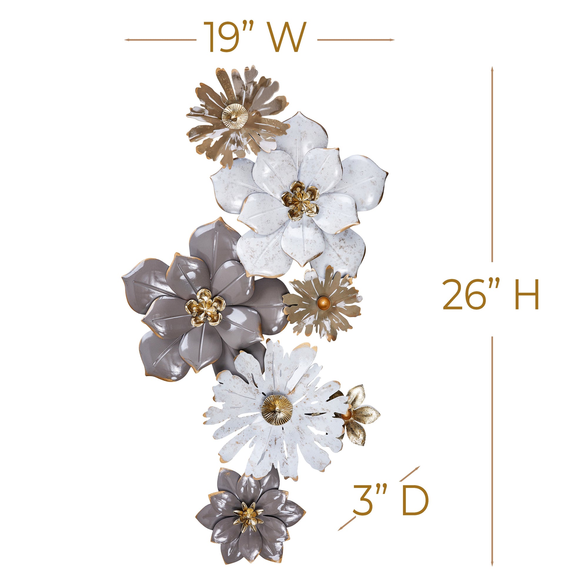 MDC488 BROWN WHITE METAL WALL DECOR