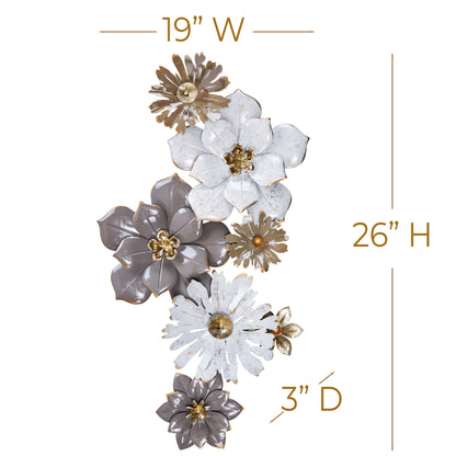 MDC488 BROWN WHITE METAL WALL DECOR
