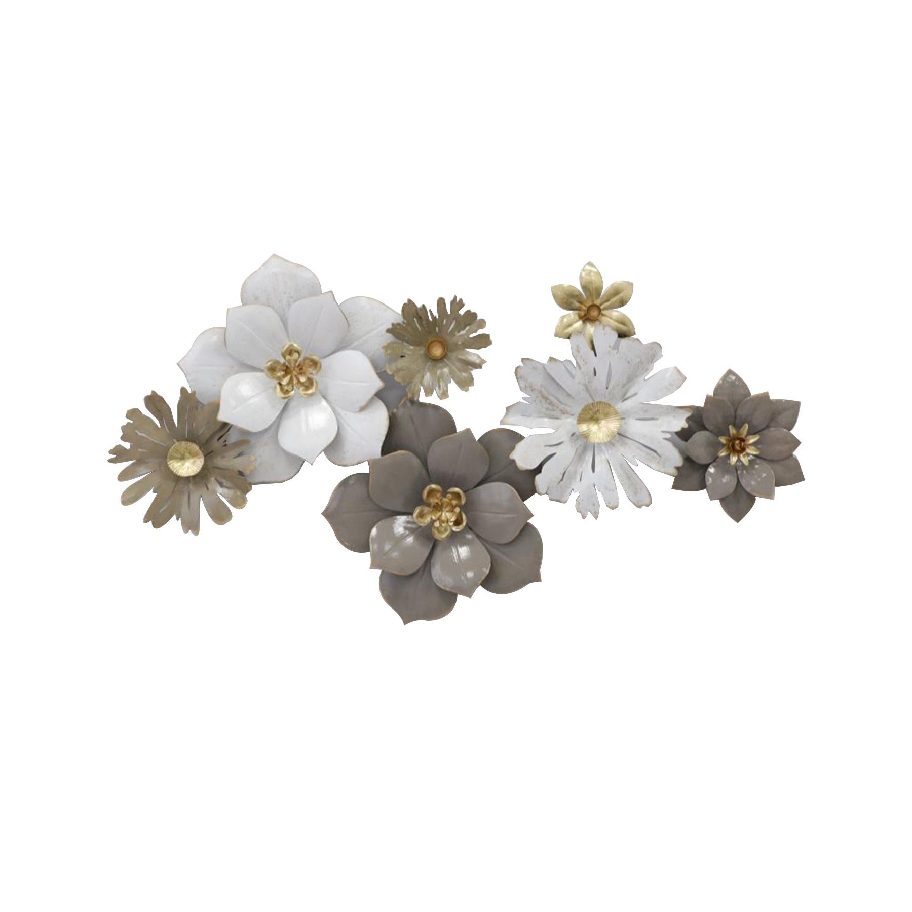 MDC488 BROWN WHITE METAL WALL DECOR