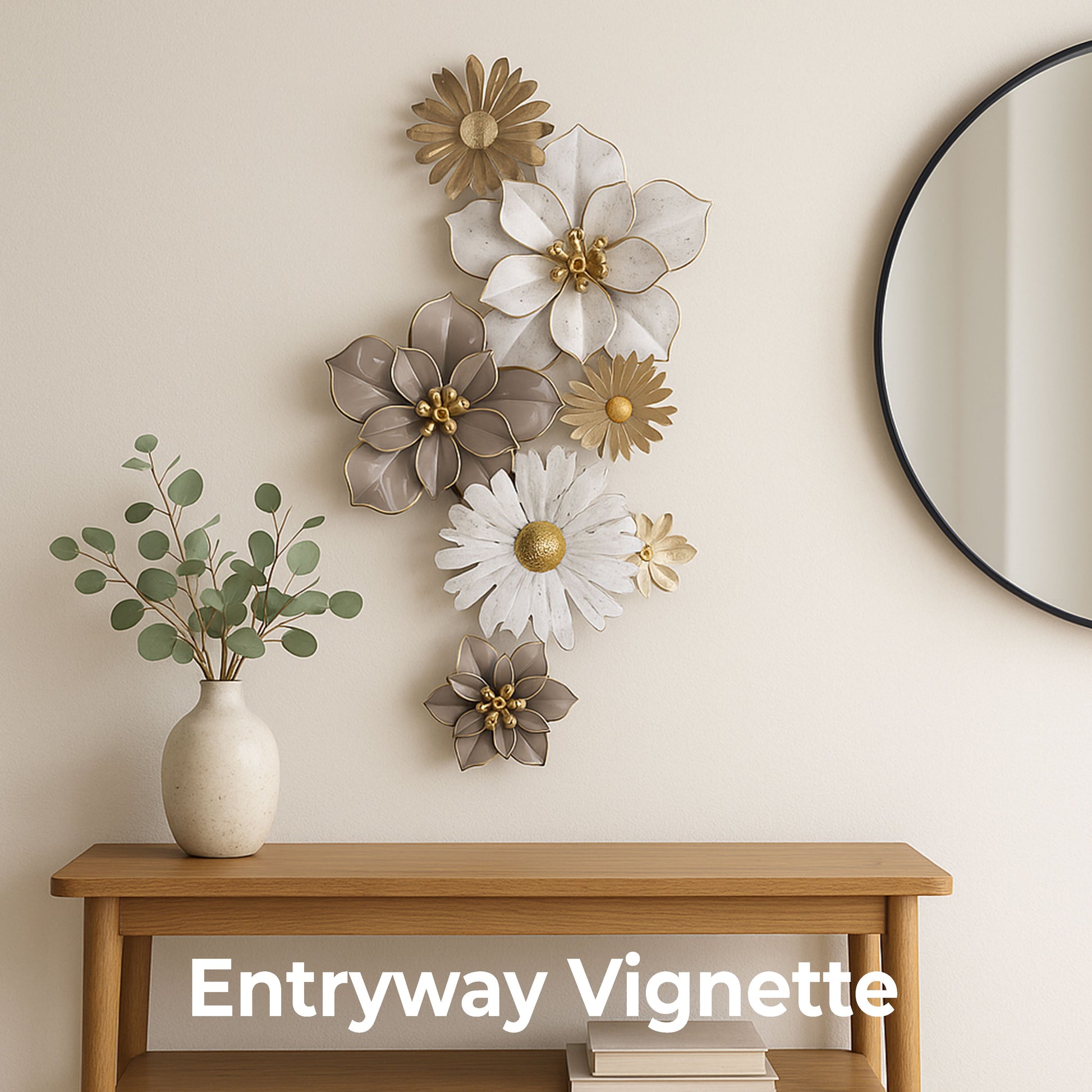 MDC488 BROWN WHITE METAL WALL DECOR