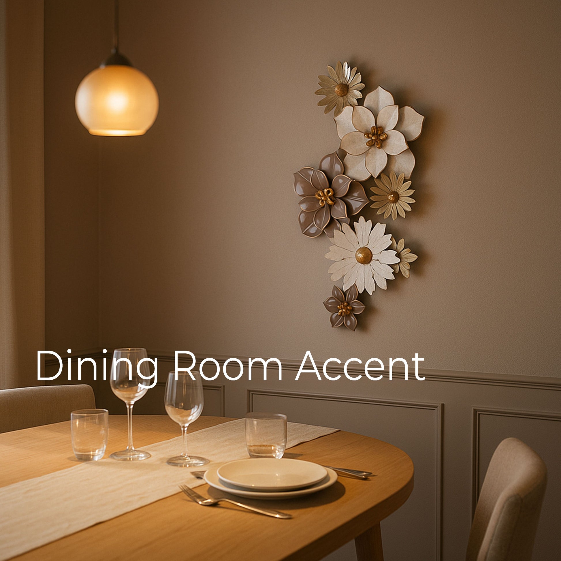 MDC488 BROWN WHITE METAL WALL DECOR
