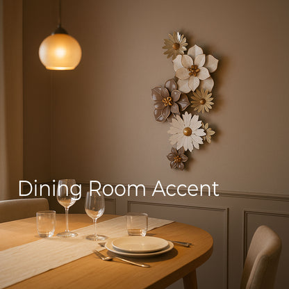 MDC488 BROWN WHITE METAL WALL DECOR