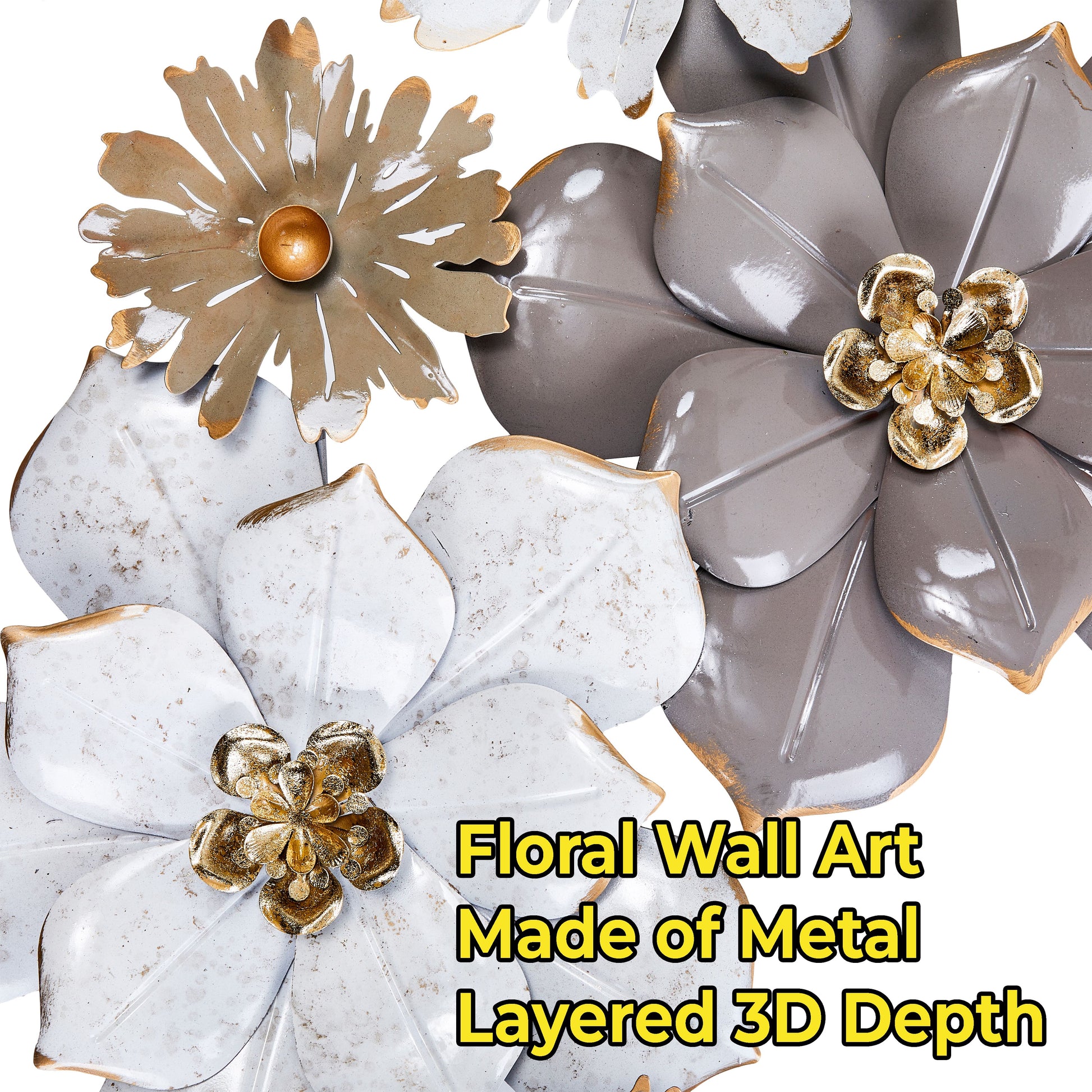 MDC488 BROWN WHITE METAL WALL DECOR