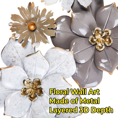 MDC488 BROWN WHITE METAL WALL DECOR