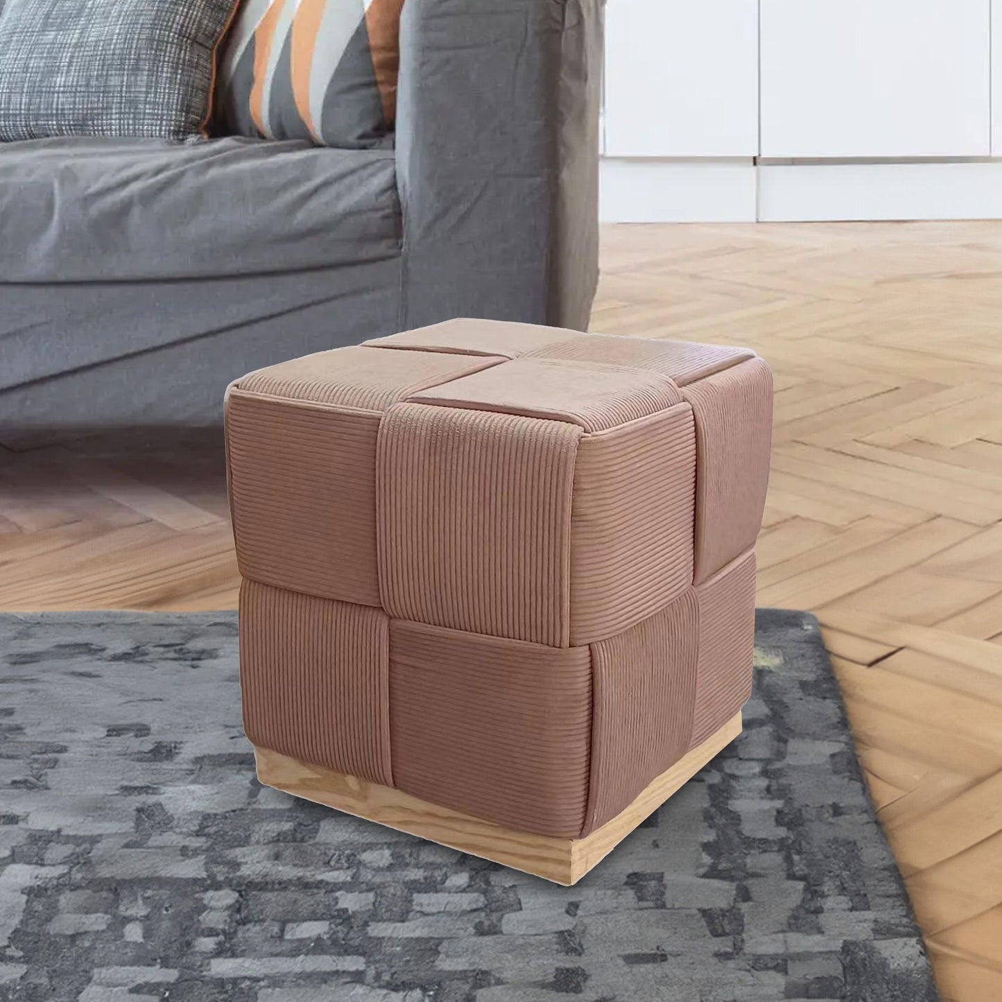 WST498 BROWN OTTOMAN STOOL