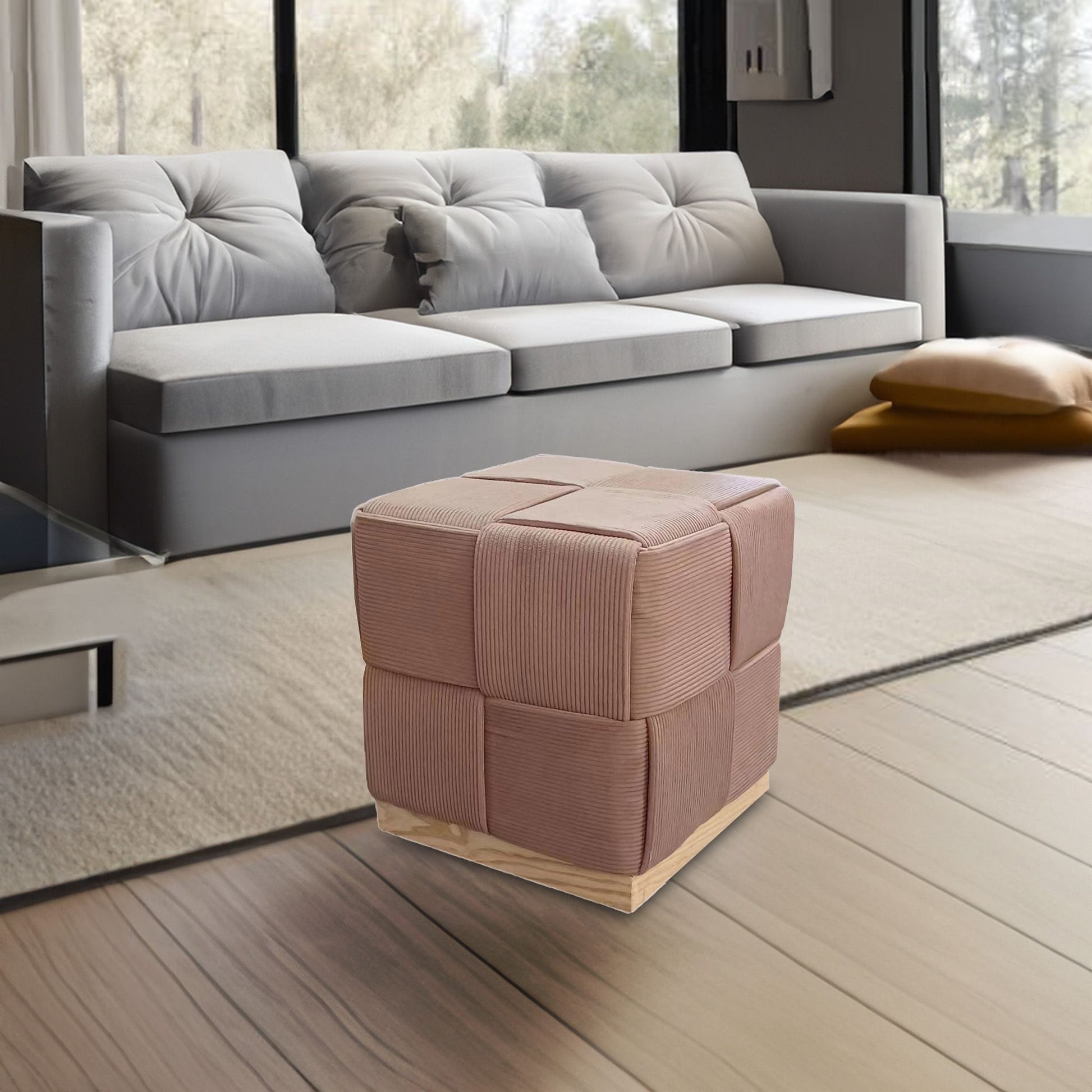 WST498 BROWN OTTOMAN STOOL