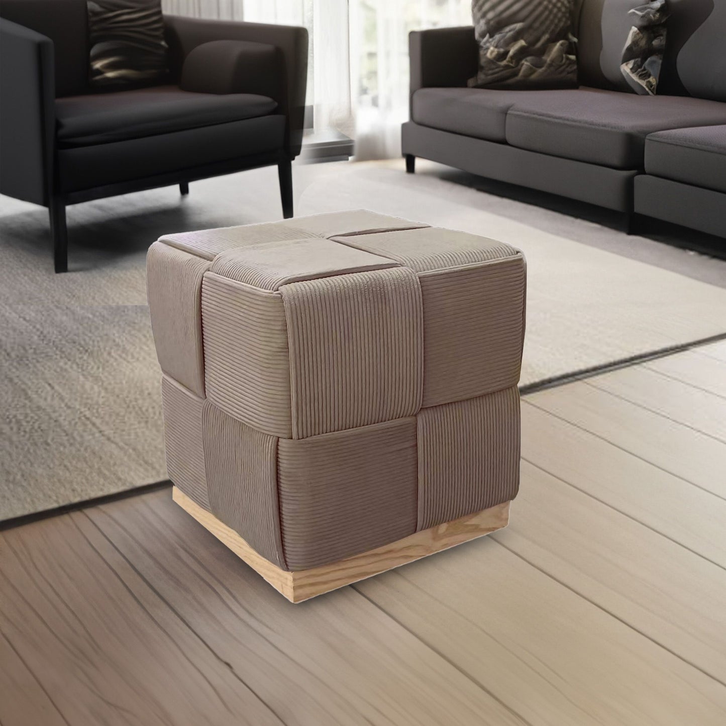WST498 BROWN OTTOMAN STOOL