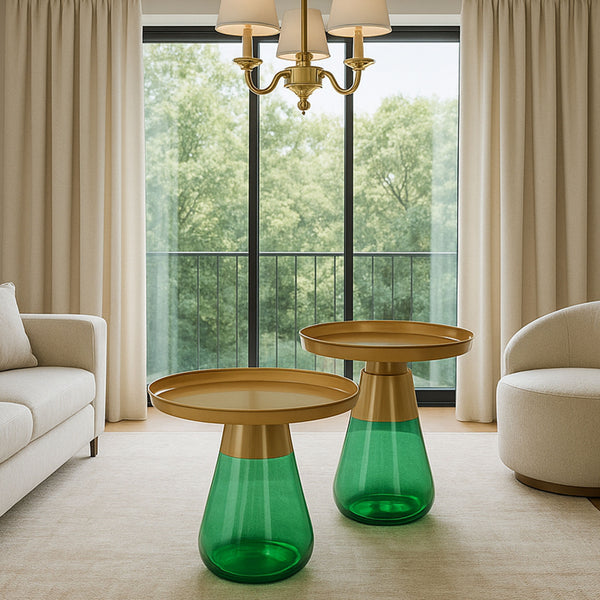 TBST471-472 MATGLD/GRN BAS NESTING COFFEE TABLE