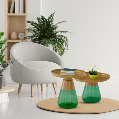 TBST471-472 MATGLD/GRN BAS NESTING COFFEE TABLE