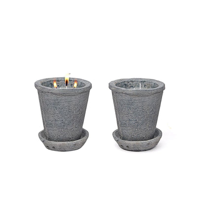 Set of Two-8 Oz Cement Jar Candles-3 Wicks-Unscented