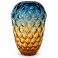 Blue & Amber Textured Art Glass Vase - Sculptural Decorative Flower Vase, Small or Large