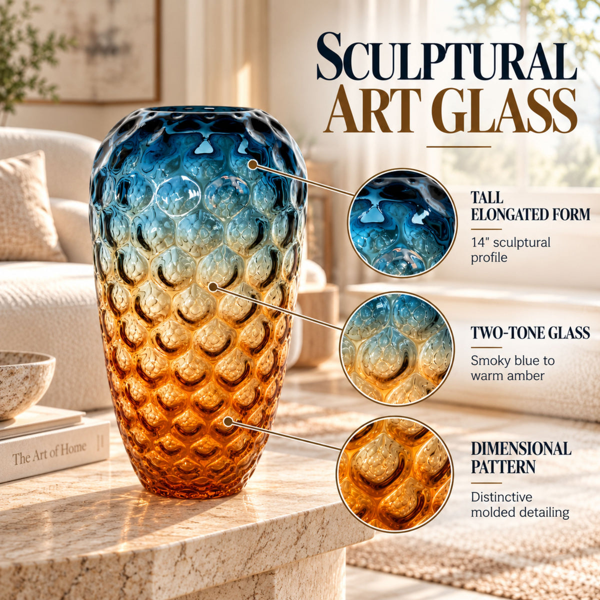 GV545 BLUE LARGE GLASS VASES