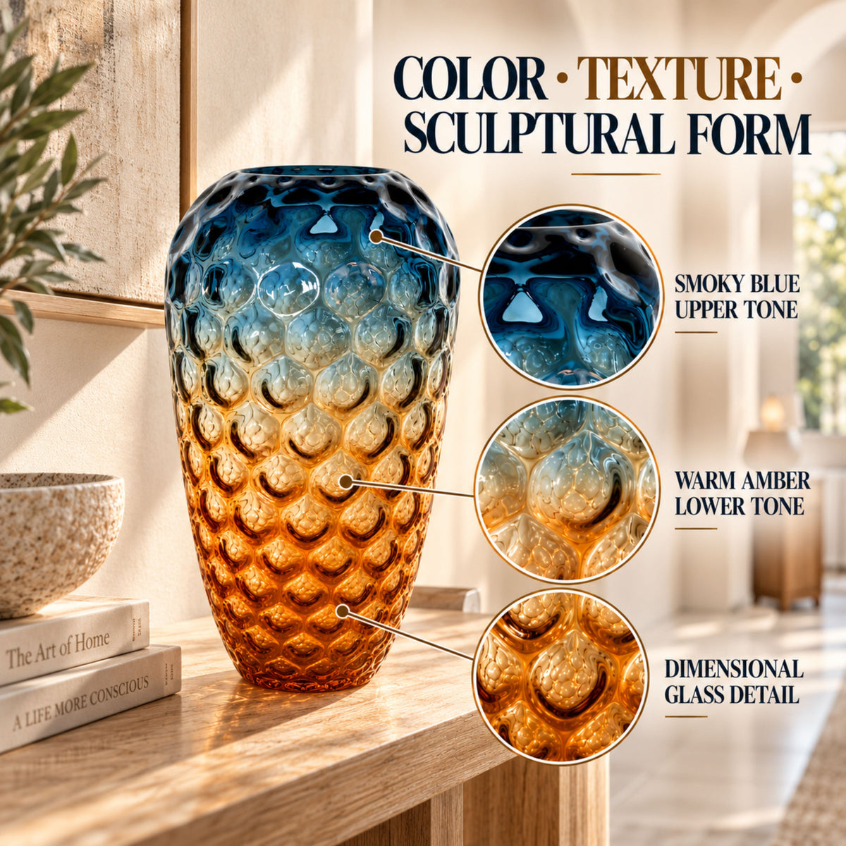 GV545 BLUE LARGE GLASS VASES