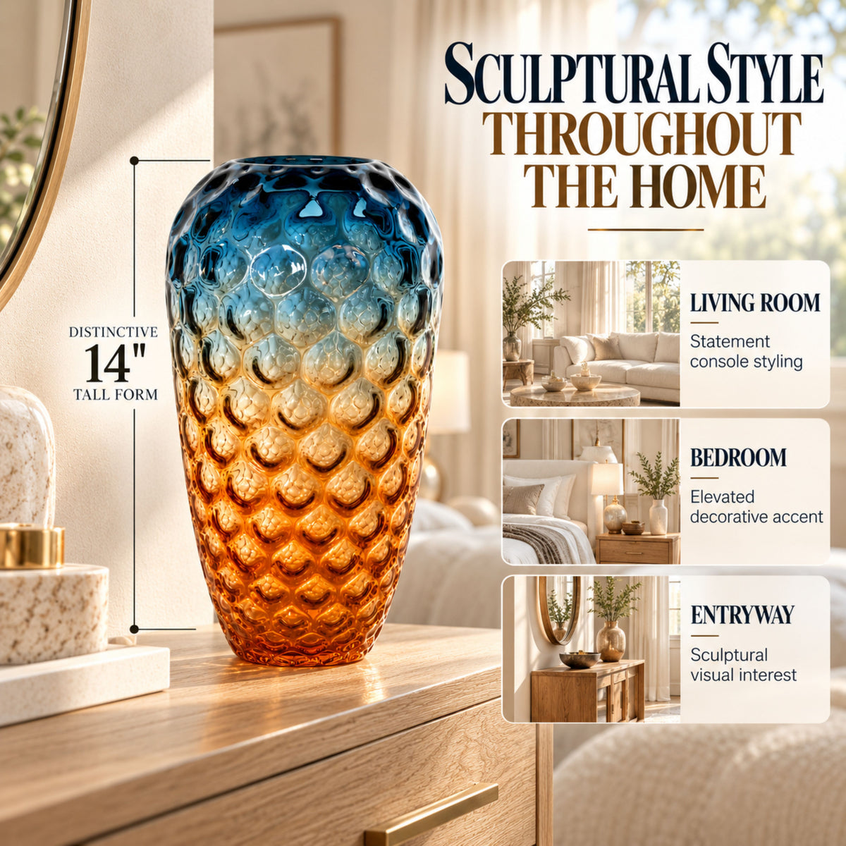 GV545 BLUE LARGE GLASS VASES