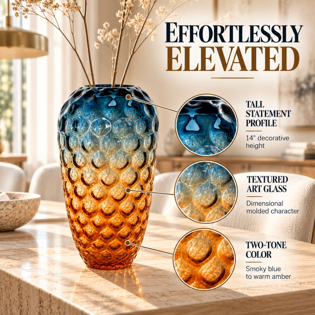 GV545 BLUE LARGE GLASS VASES