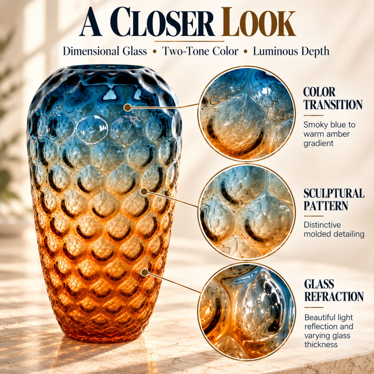 GV545 BLUE LARGE GLASS VASES