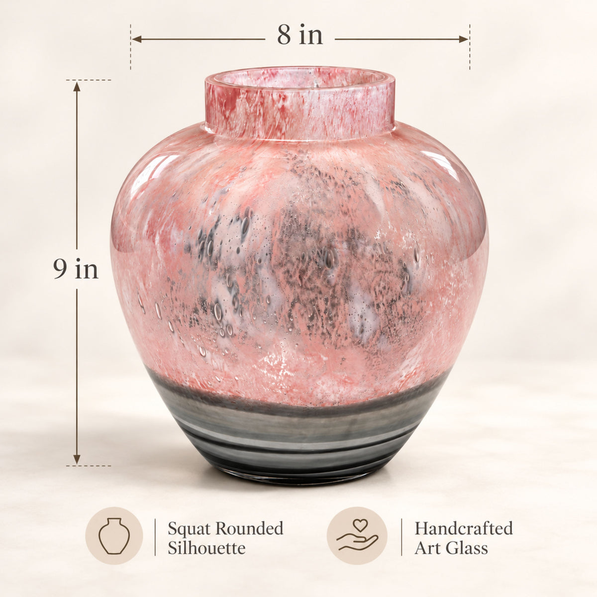 GV552 PINK GREY SML GLASS VASES