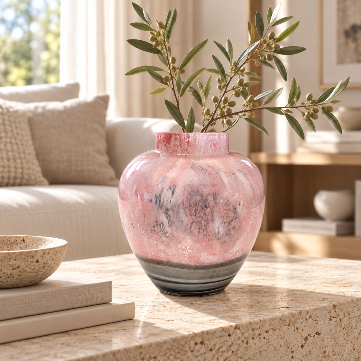 GV552 PINK GREY SML GLASS VASES