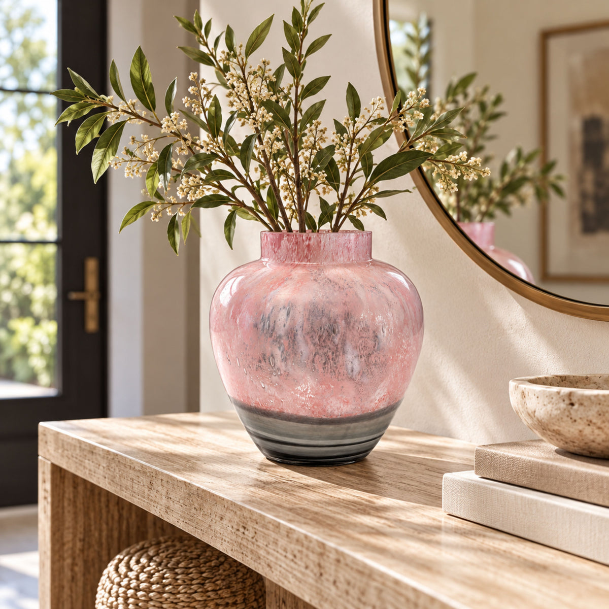 GV552 PINK GREY SML GLASS VASES