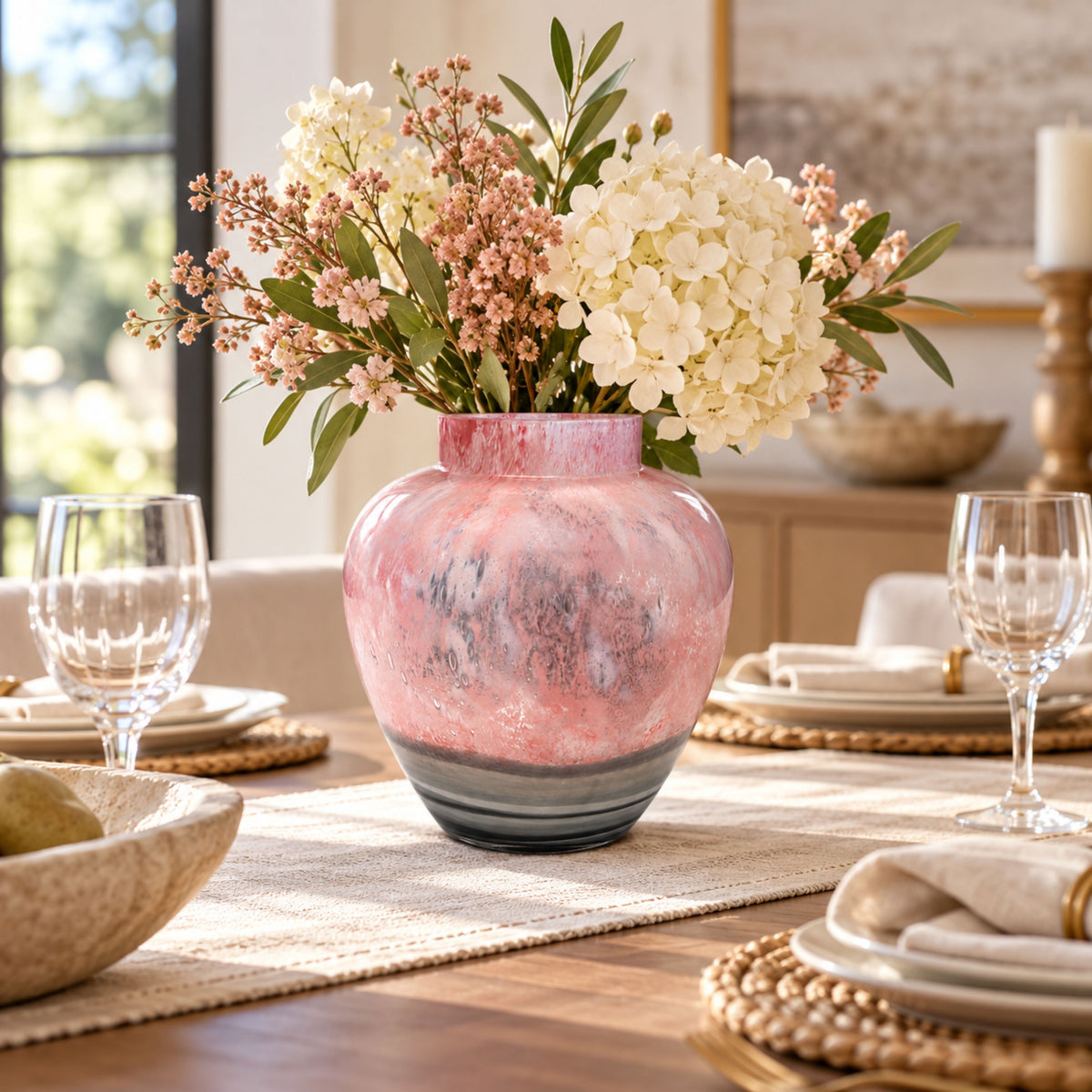 GV552 PINK GREY SML GLASS VASES
