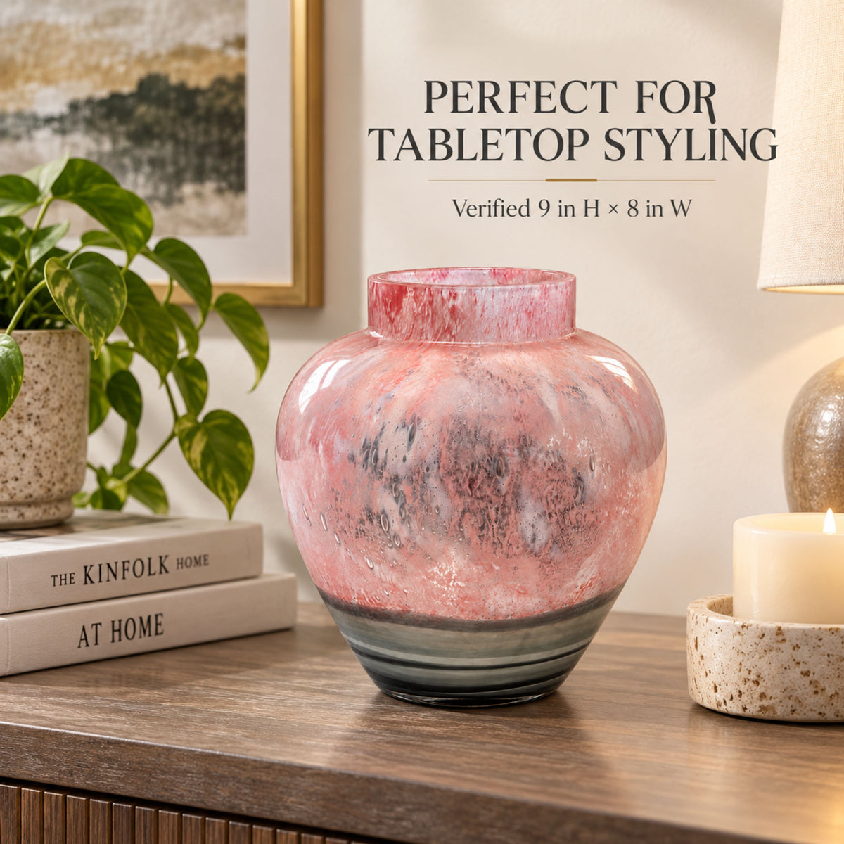 GV552 PINK GREY SML GLASS VASES