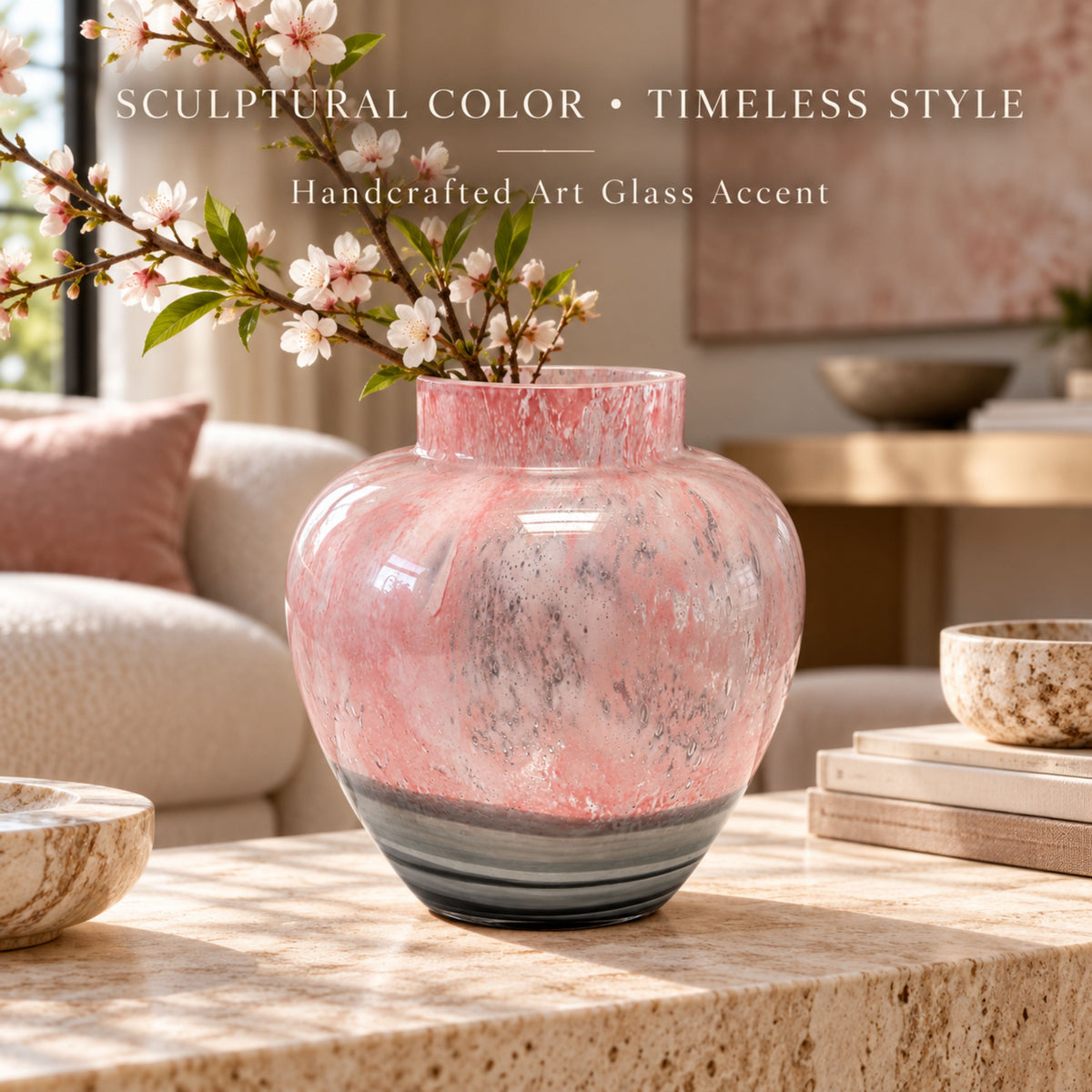 GV552 PINK GREY SML GLASS VASES