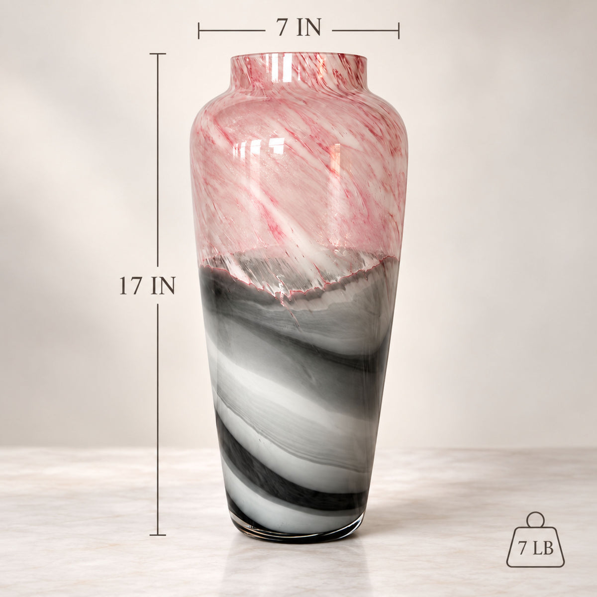 GV552 PINK GREY LARGE GLASS VASES