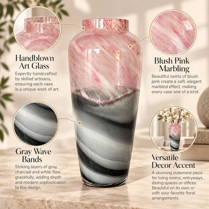 GV552 PINK GREY LARGE GLASS VASES