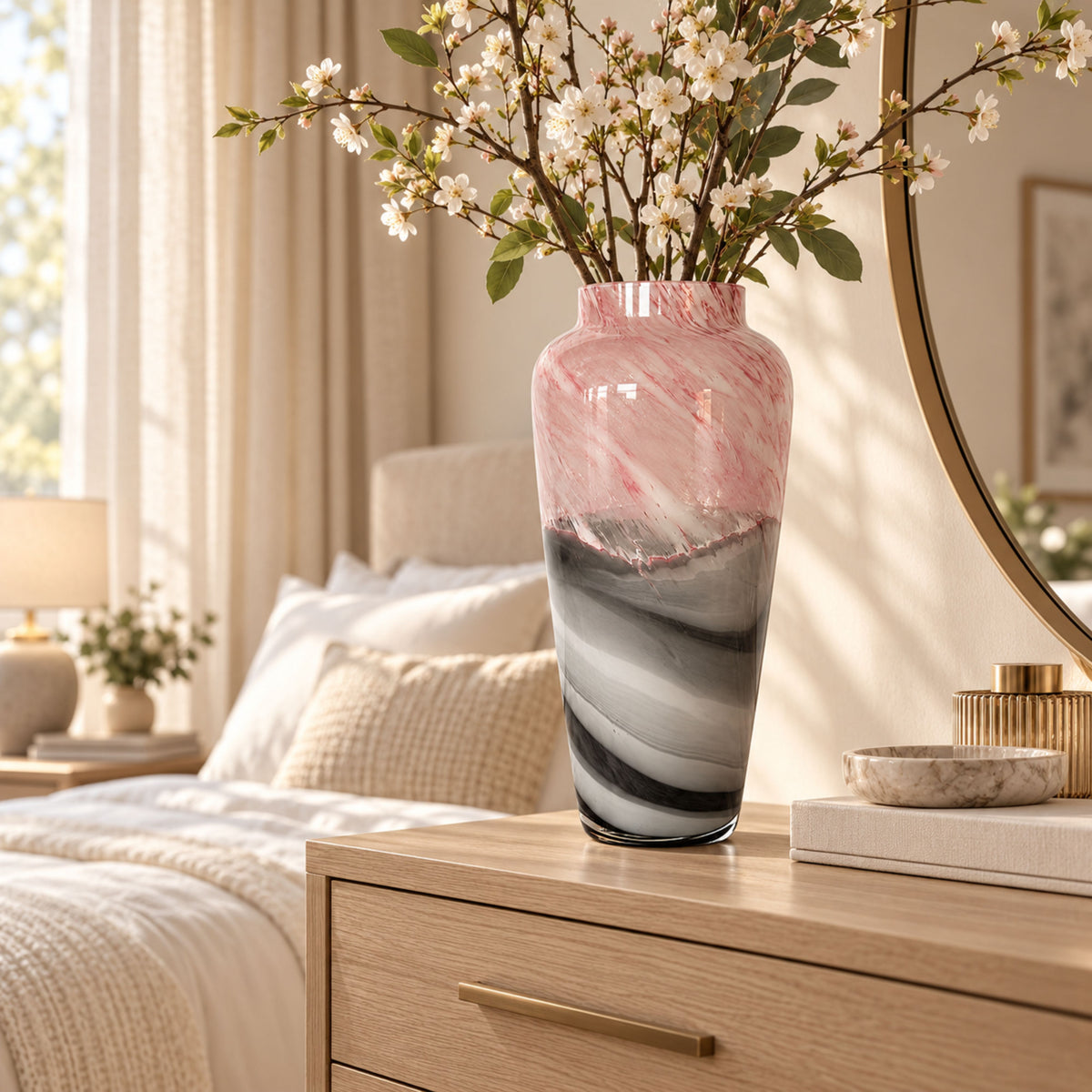 GV552 PINK GREY LARGE GLASS VASES