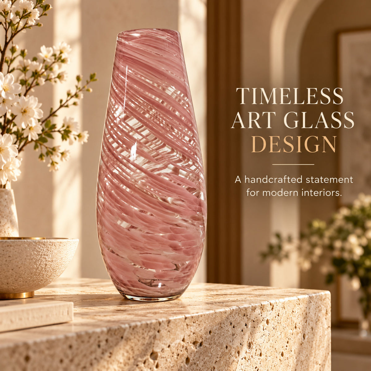 GV556 PINK GOLD LARGE GLASS VASES