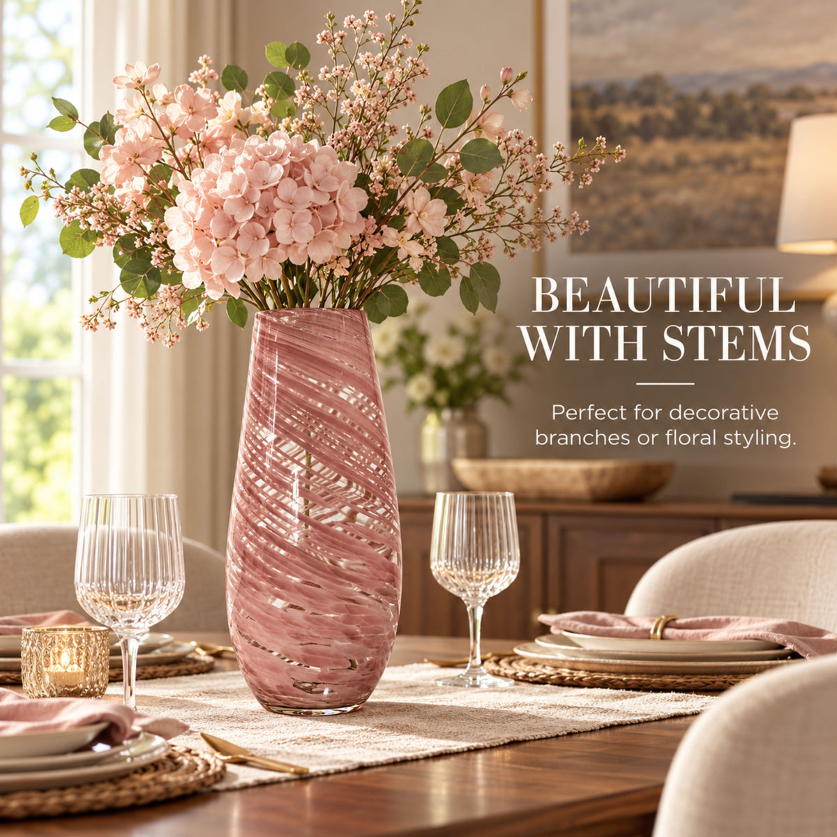 GV556 PINK GOLD LARGE GLASS VASES