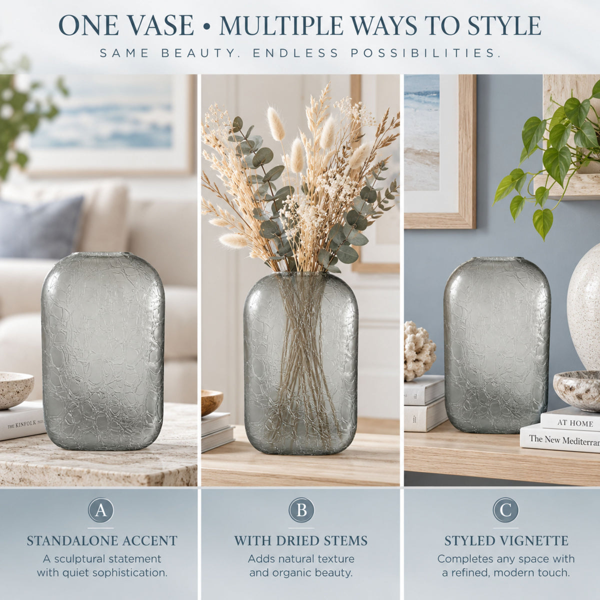 GV517 GRAY GLASS VASES